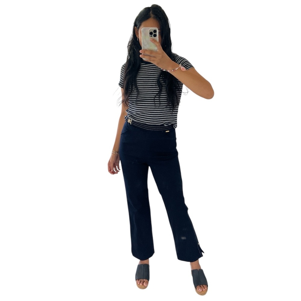 St. John Sport By Marie Gray Navy Cropped Women's Split Hem Pants